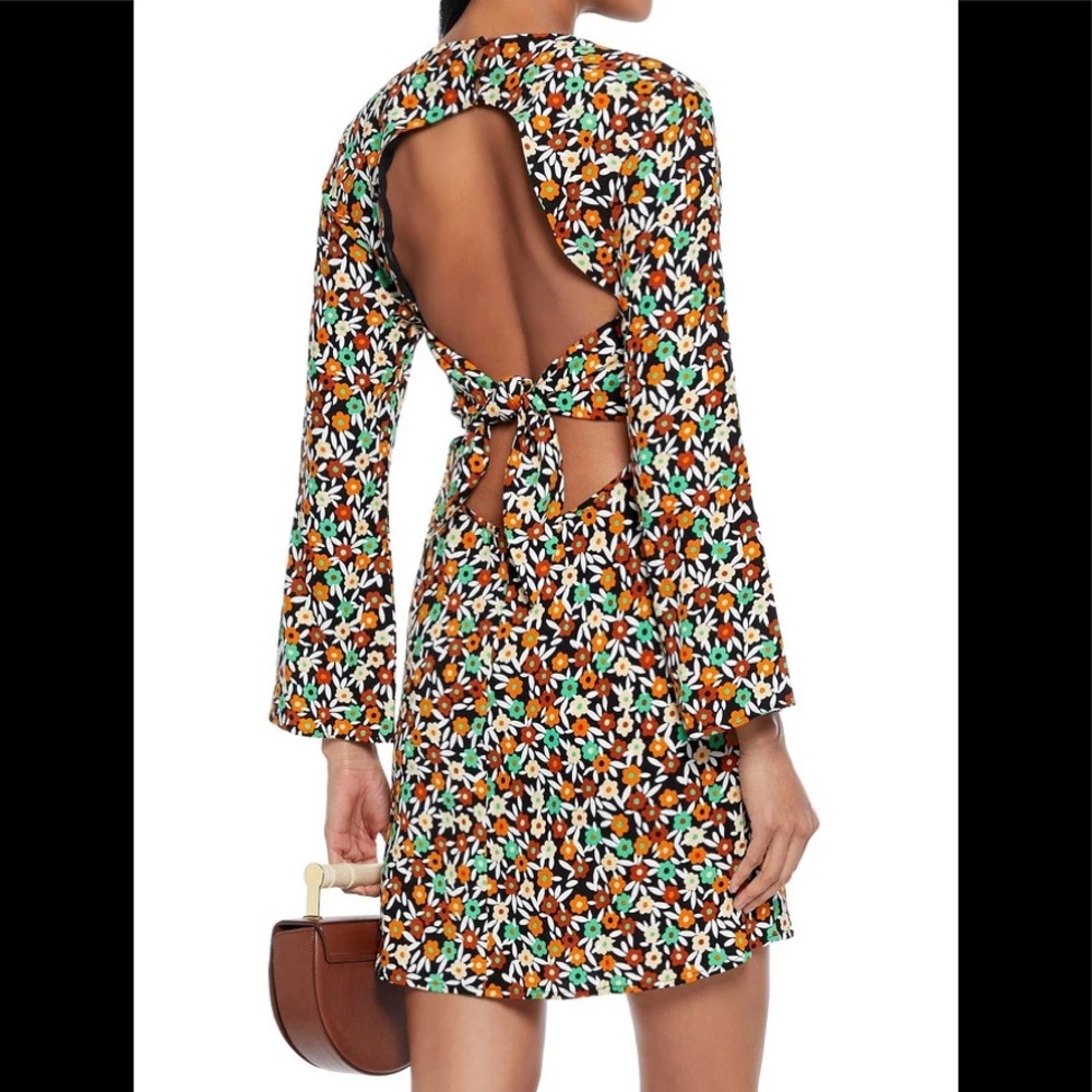 Gorgeous Cutout Floral Print Crepe Mini